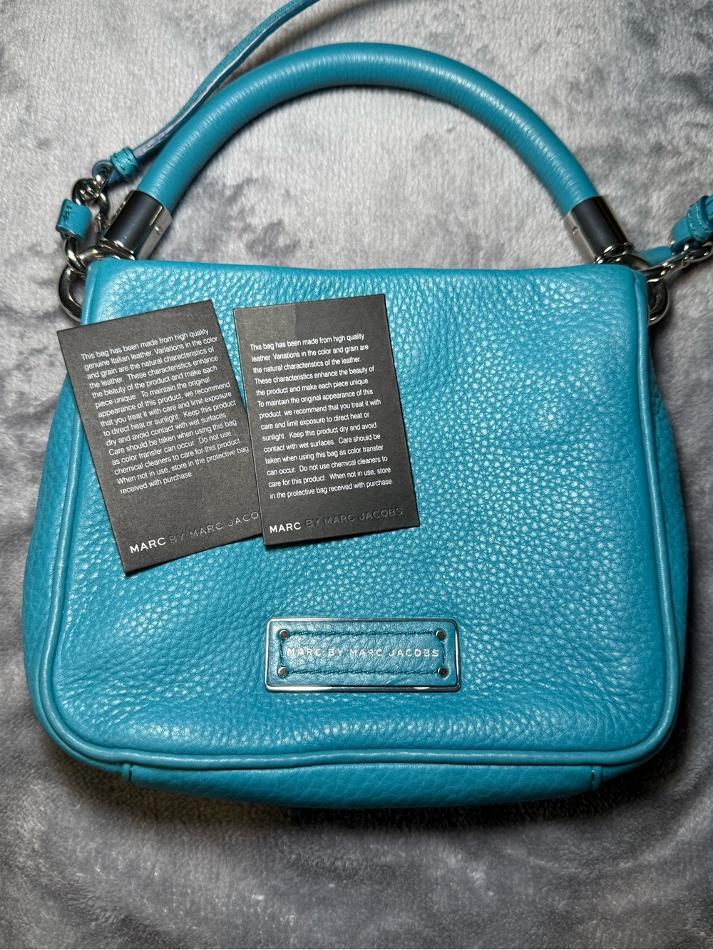 Marc by Marc Jacobs Turquoise/Teal Pebbled Mini Top Handle Leather Crossbody Bag